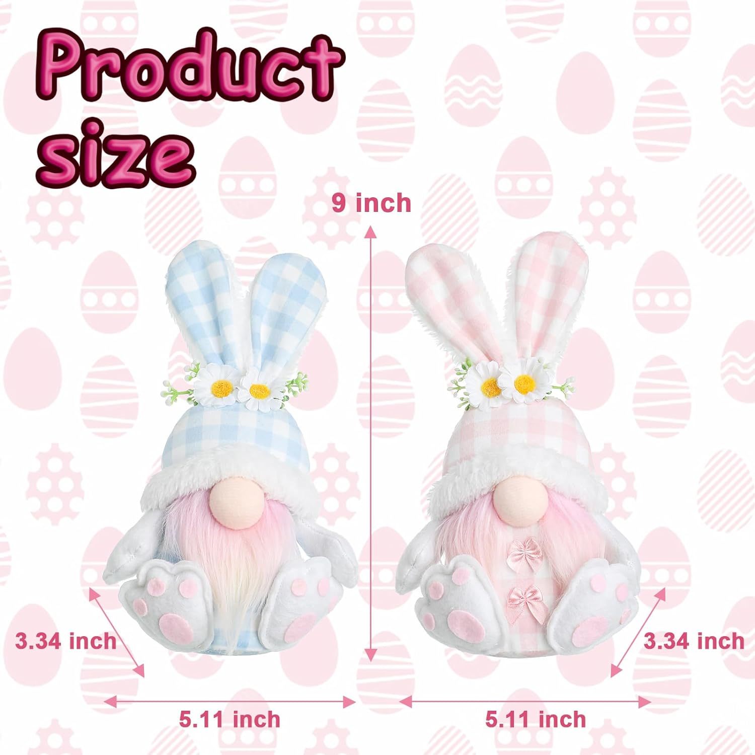 2PCS Easter Gnomes Spring Summer Home Decor Ornaments Handmade Holiday Bunny Plush Toy