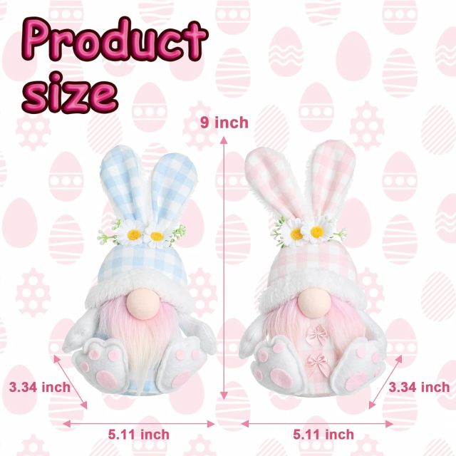 2PCS Easter Gnomes Spring Summer Home Decor Ornaments Handmade Holiday Bunny Plush Toy