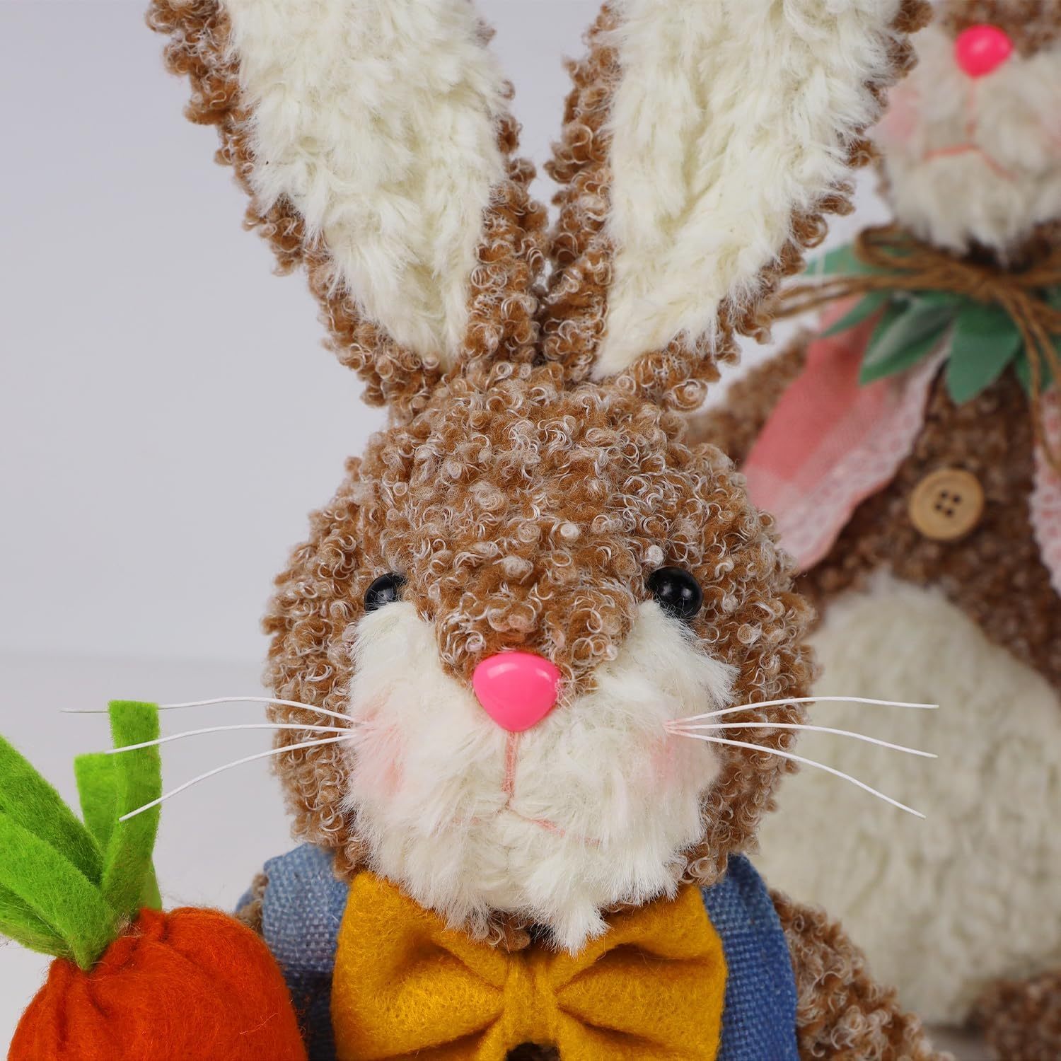 2 Pack Lighted Plush Easter Bunny 12.5" Handmade Huggable Rabbits Stuffed Animal