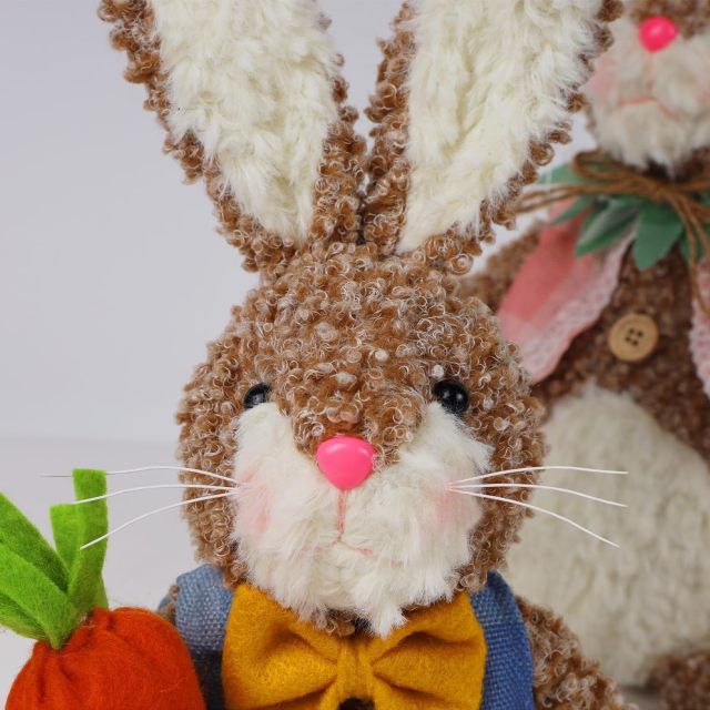 2 Pack Lighted Plush Easter Bunny 12.5" Handmade Huggable Rabbits Stuffed Animal