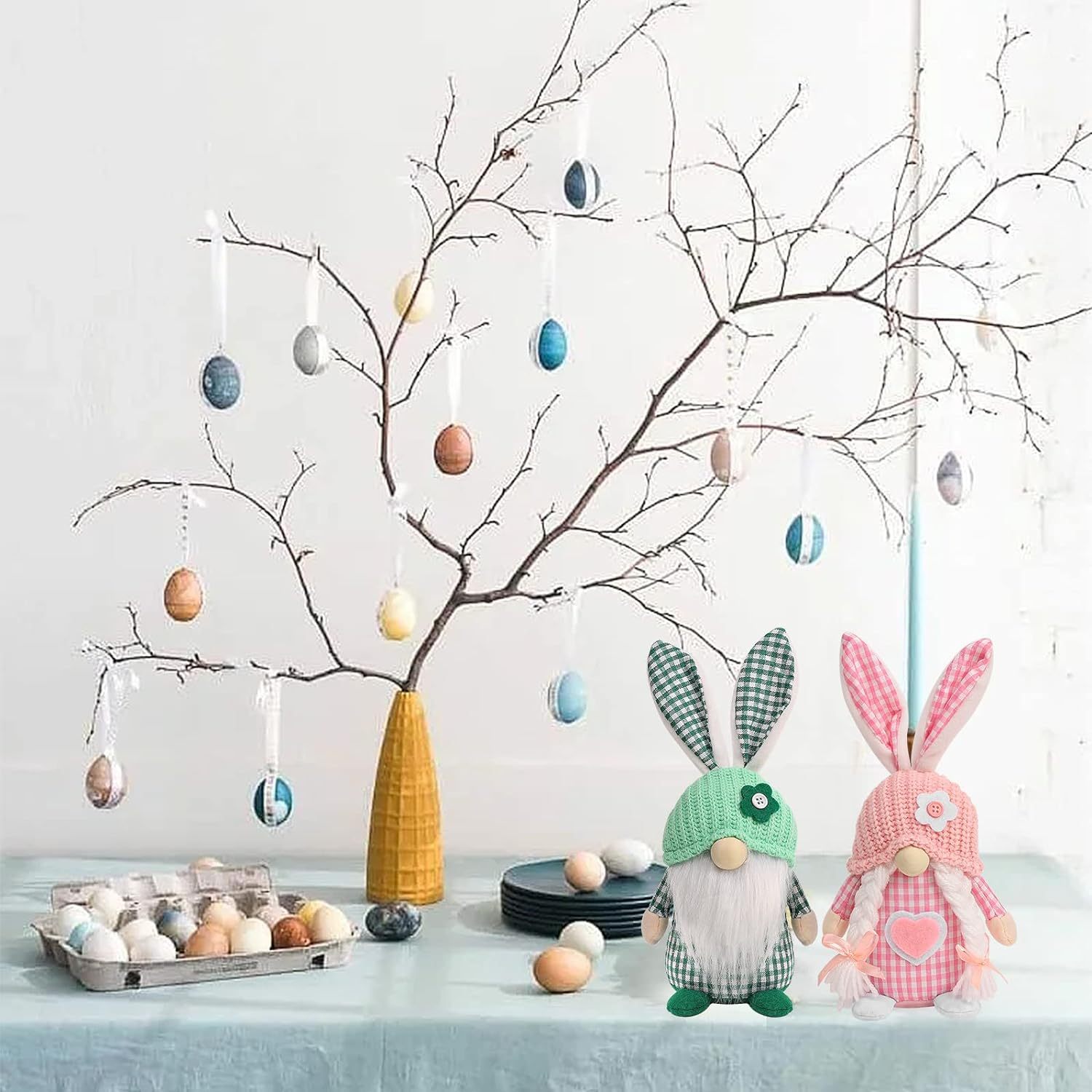 Easter Gnomes 2 Pcs Plush Bunny Handmade Swedish Tomte Elf Stuffed Doll