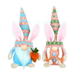 2PCS Handmade Easter Bunny Gnomes Decor Plush Toy