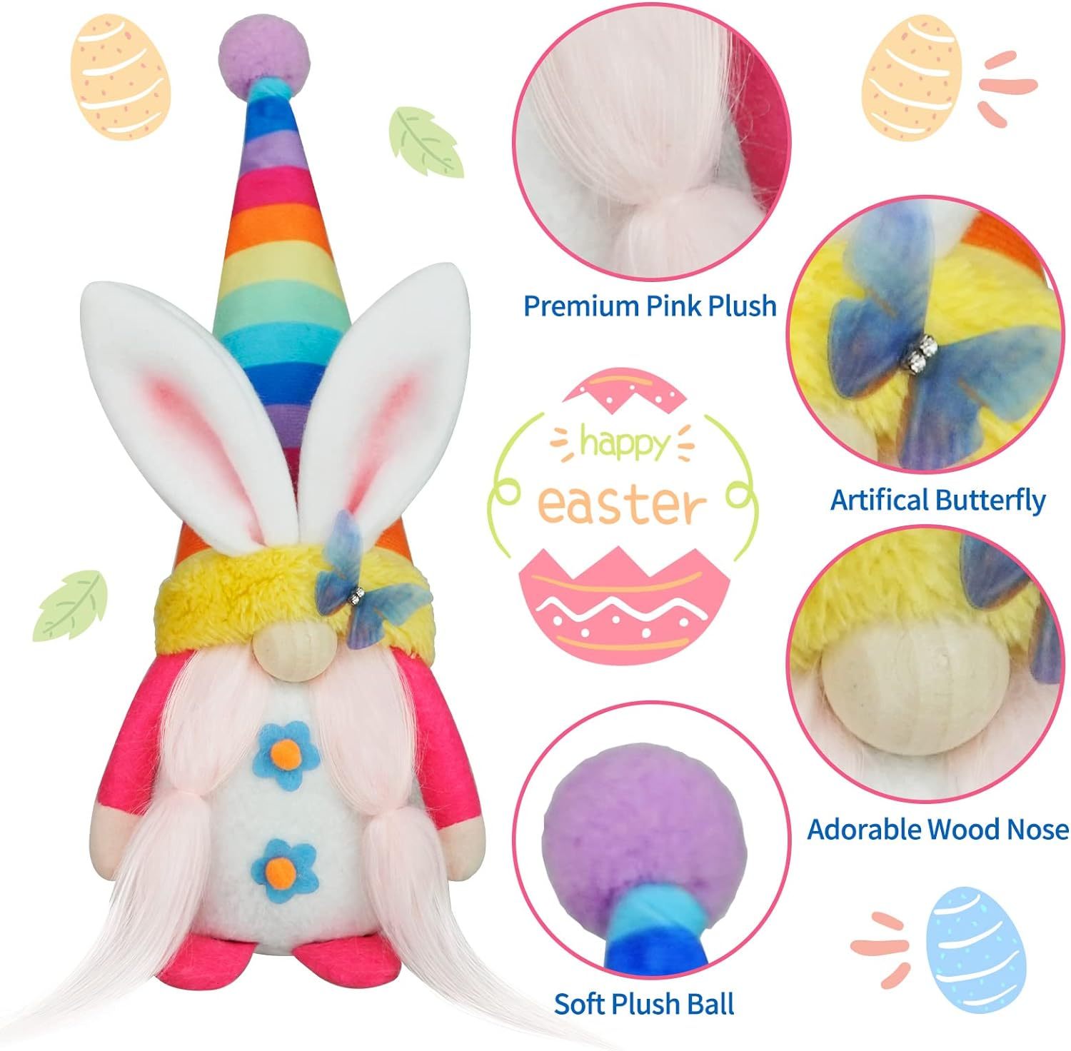 Spring Easter Gnome Bunny Plush Toy Rabbit Stuffed Animal