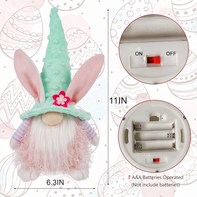 4Pcs Plush Easter Bunny Egg Carrot Handmade Elf Stuffed Rabbit Doll