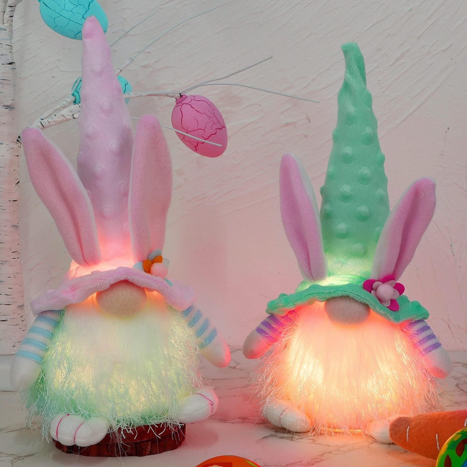 4Pcs Plush Easter Bunny Egg Carrot Handmade Elf Stuffed Rabbit Doll