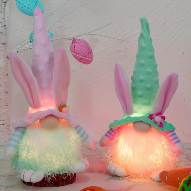 4Pcs Plush Easter Bunny Egg Carrot Handmade Elf Stuffed Rabbit Doll
