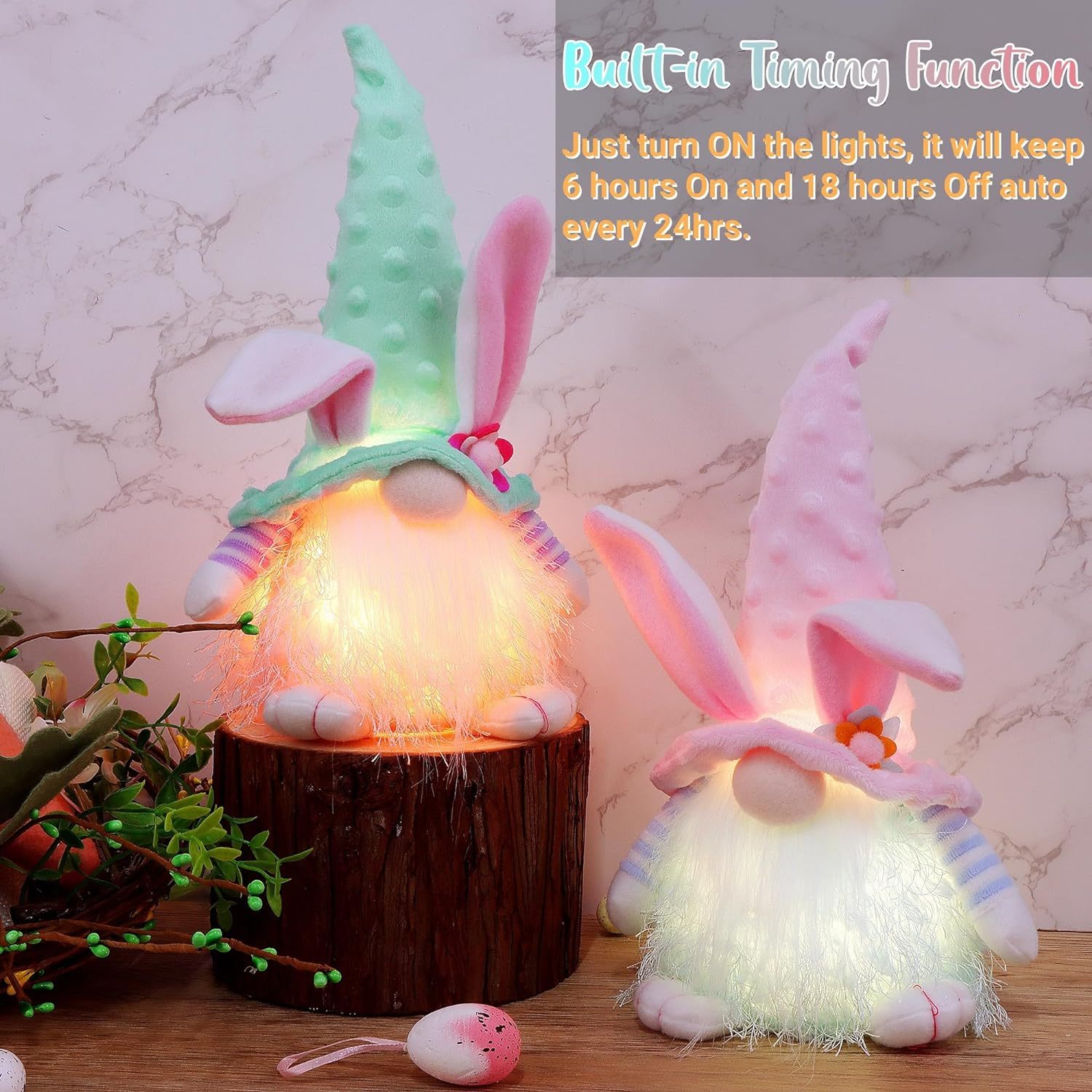 4Pcs Plush Easter Bunny Egg Carrot Handmade Elf Stuffed Rabbit Doll