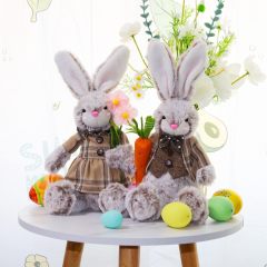 2 Pack Plush Easter Bunny 12.6" Handmade Huggable Rabbits Stuffed Animal