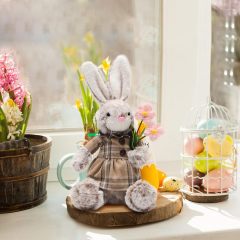 2 Pack Plush Easter Bunny 12.6" Handmade Huggable Rabbits Stuffed Animal