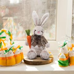 2 Pack Plush Easter Bunny 12.6" Handmade Huggable Rabbits Stuffed Animal
