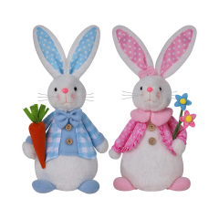 2 Pack Lighted Plush Easter Bunny 12.5" Handmade Huggable Rabbits Stuffed Animal