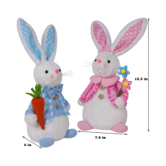 2 Pack Lighted Plush Easter Bunny 12.5" Handmade Huggable Rabbits Stuffed Animal