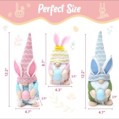 Easter Gnomes Plush Decoration 3 PCS Spring Bunny Dolls with Egg Handmade Easter Gift