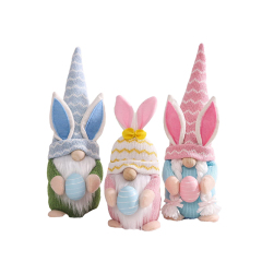 Easter Gnomes Plush Decoration 3 PCS Spring Bunny Dolls with Egg Handmade Easter Gift