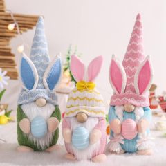 Easter Gnomes Plush Decoration 3 PCS Spring Bunny Dolls with Egg Handmade Easter Gift