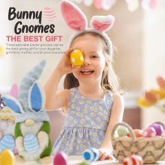 Easter Gnomes Plush Decoration 3 PCS Spring Bunny Dolls with Egg Handmade Easter Gift