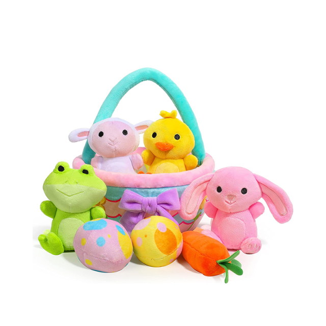 8 Pcs Basket for Easter Plush, Original Style Easter Basket Stuffers Plushies Playset