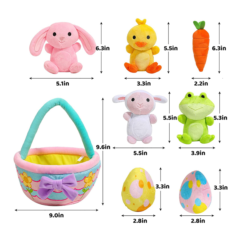8 Pcs Basket for Easter Plush, Original Style Easter Basket Stuffers Plushies Playset