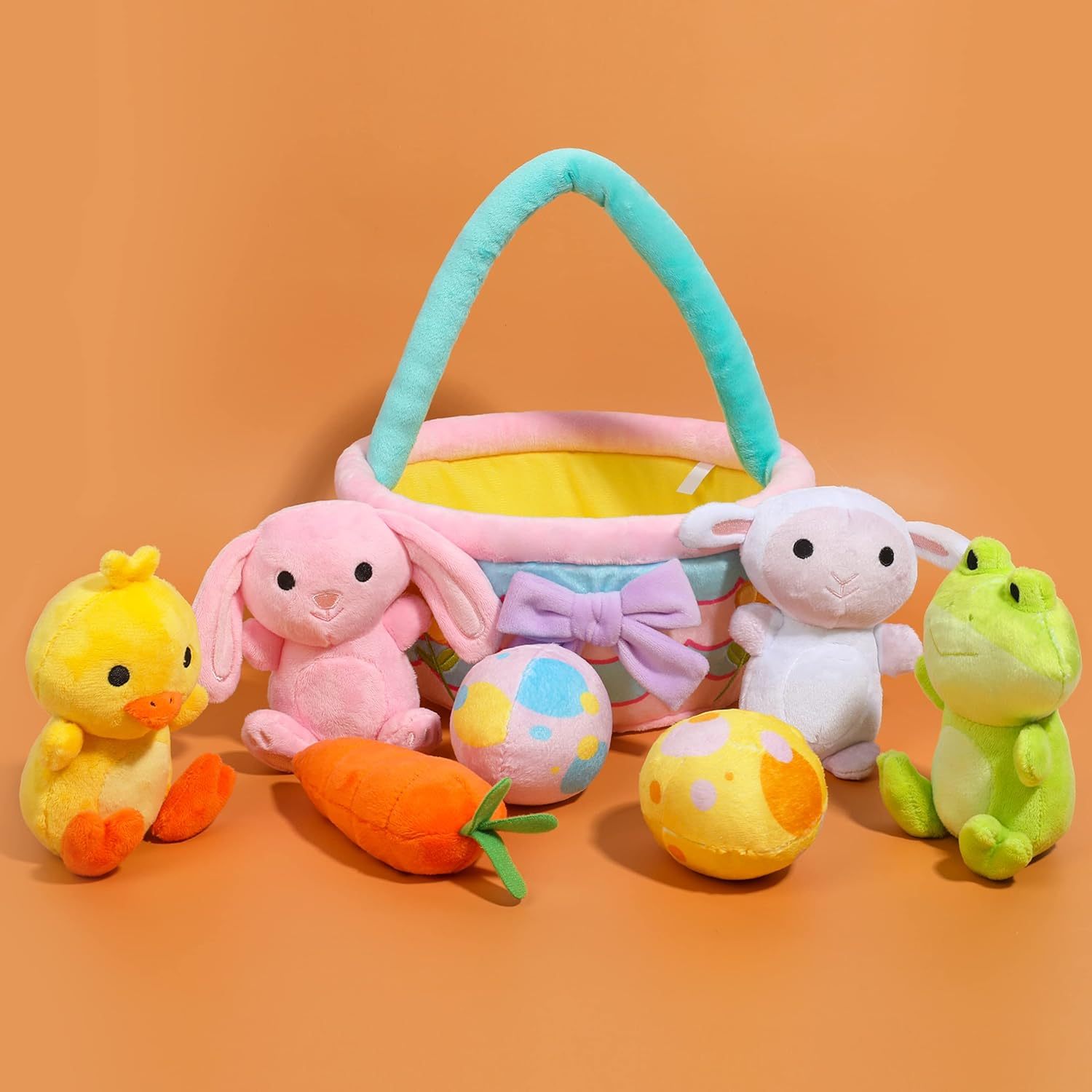 8 Pcs Basket for Easter Plush, Original Style Easter Basket Stuffers Plushies Playset