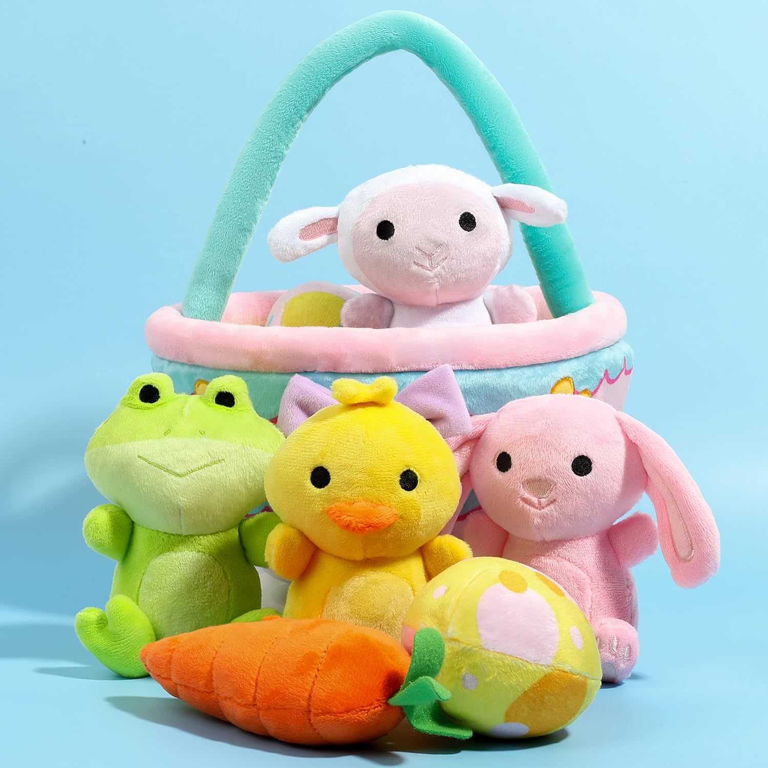 8 Pcs Basket for Easter Plush, Original Style Easter Basket Stuffers Plushies Playset