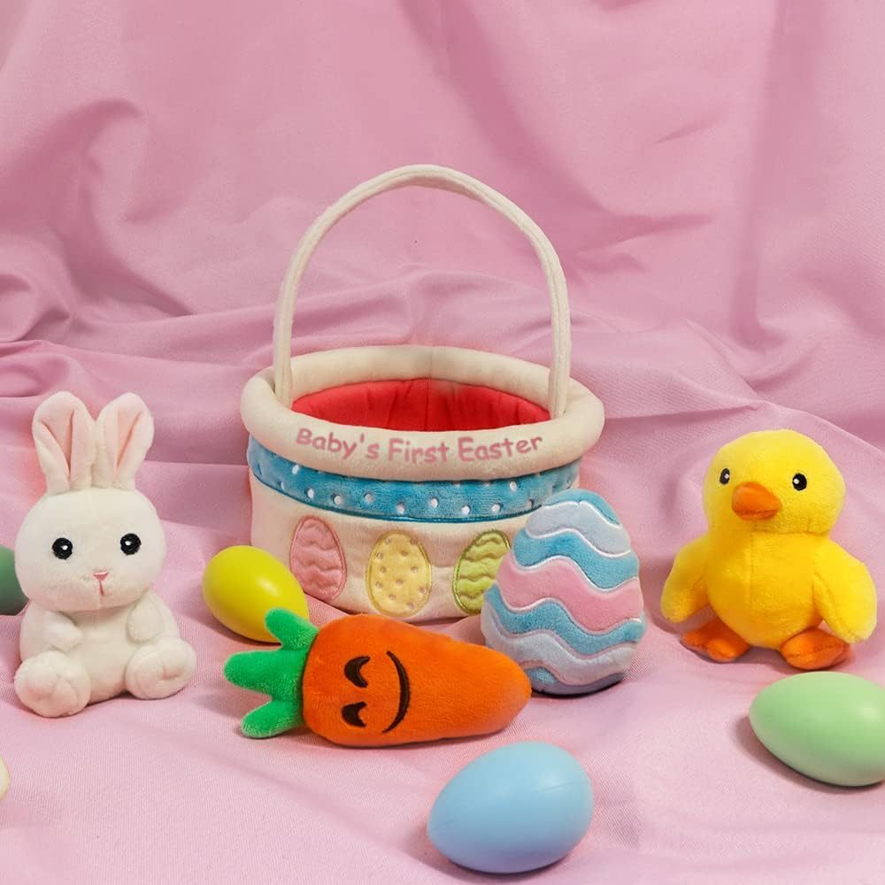 Easter Stuffed Playset Plush Bunny Chick Carrot Egg for Baby Girls Boys
