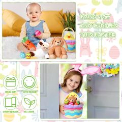 Easter Basket Stuffed Plush Playset with Plush Easter Bunny Chick Carrot Lamb Eggs