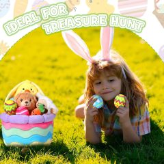 Easter Basket Stuffed Plush Playset with Plush Easter Bunny Chick Carrot Lamb Eggs