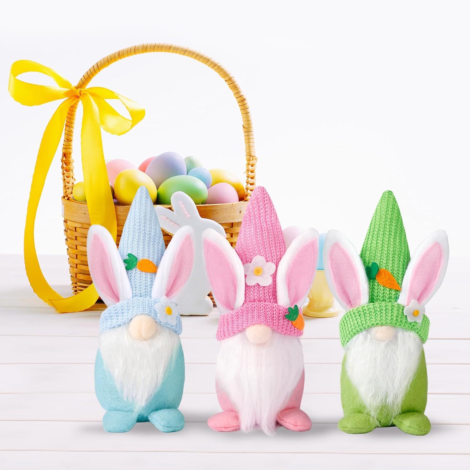 Easter Gnomes Decorations 3Pcs Easter Bunny Gnomes Spring Tomte Nisse Swedish Rabbit Plush Gnomes