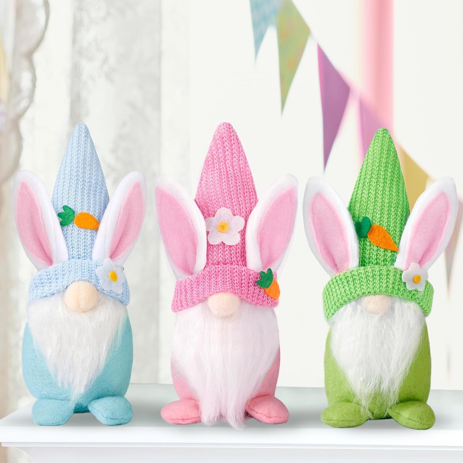 Easter Gnomes Decorations 3Pcs Easter Bunny Gnomes Spring Tomte Nisse Swedish Rabbit Plush Gnomes