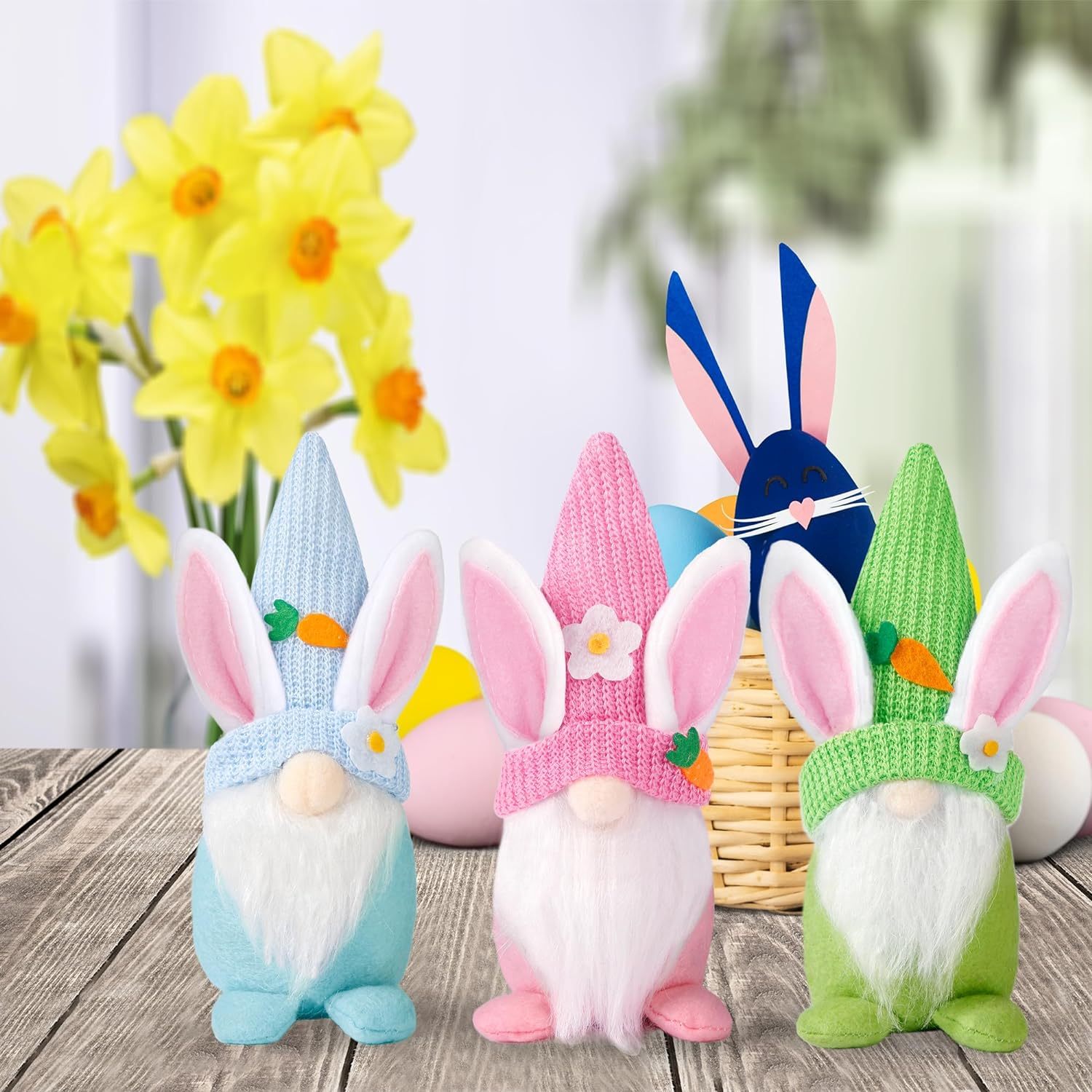 Easter Gnomes Decorations 3Pcs Easter Bunny Gnomes Spring Tomte Nisse Swedish Rabbit Plush Gnomes