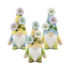 Set of 3 Spring Easter Floral Vine Gnome Plush Stuffed Doll Handmade Spring Summer Decor