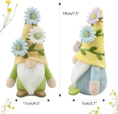 Set of 3 Spring Easter Floral Vine Gnome Plush Stuffed Doll Handmade Spring Summer Decor