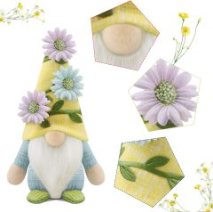 Set of 3 Spring Easter Floral Vine Gnome Plush Stuffed Doll Handmade Spring Summer Decor