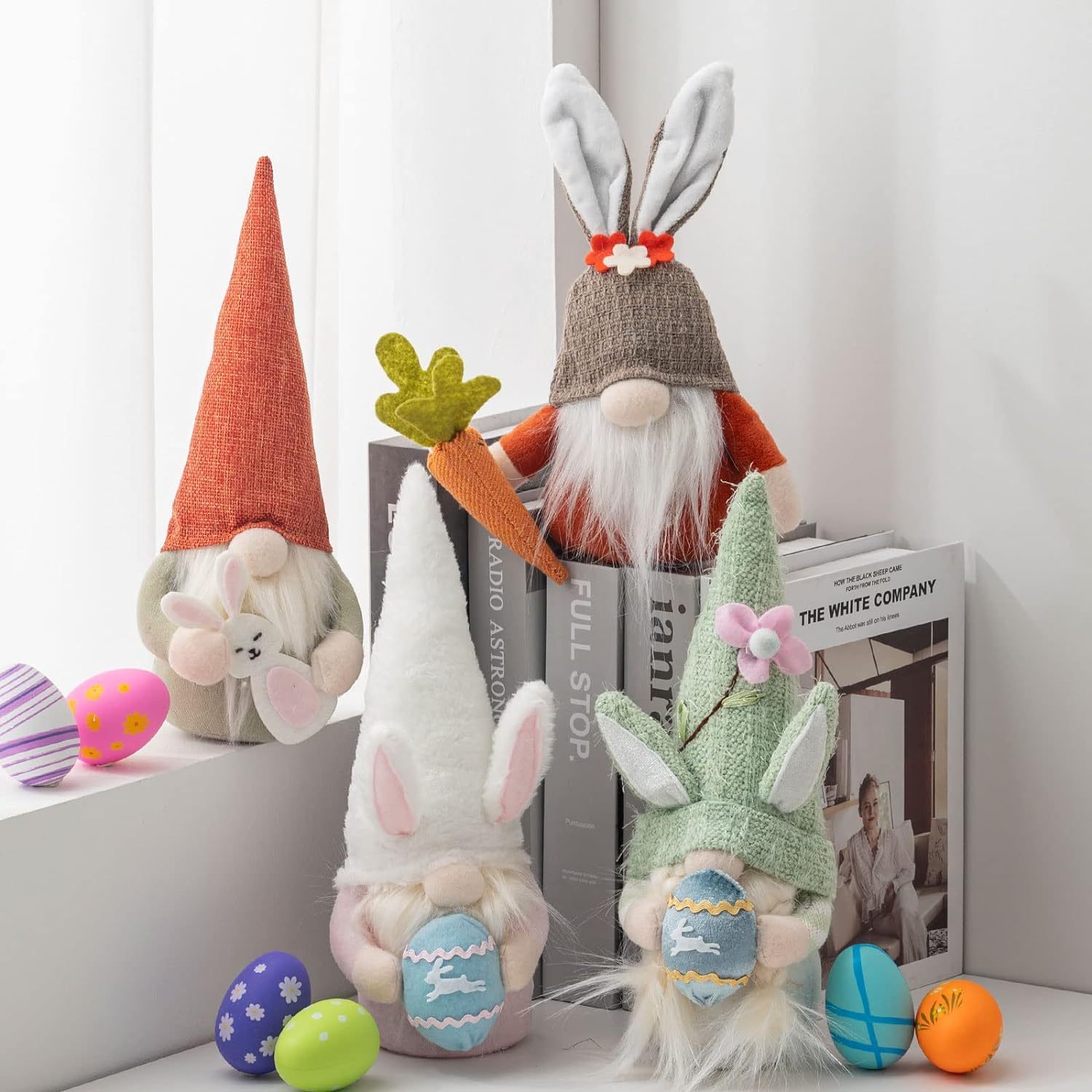 2 Pack Easter Decorations Lighted Plush Bunny on Swing, Hanging Easter Rabbits Couple