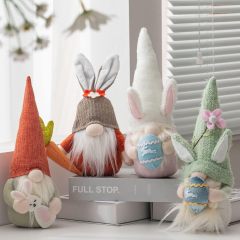 2 Pack Easter Decorations Lighted Plush Bunny on Swing, Hanging Easter Rabbits Couple
