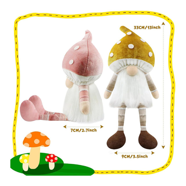 2pcs Spring Easter Decorations Mushroom Gnome Plush Doll