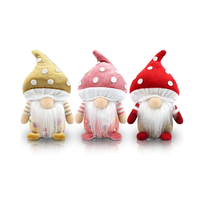3 Mushroom Gnomes Plush Spring Easter Decoration Gifts Holiday Handmade Stuffed Doll