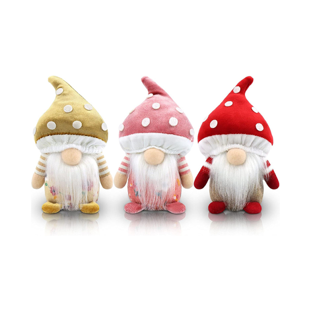 3 Mushroom Gnomes Plush Spring Easter Decoration Gifts Holiday Handmade Stuffed Doll