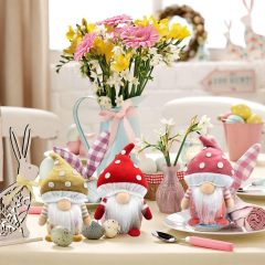 3 Mushroom Gnomes Plush Spring Easter Decoration Gifts Holiday Handmade Stuffed Doll