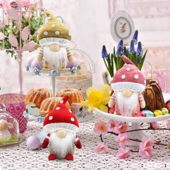 3 Mushroom Gnomes Plush Spring Easter Decoration Gifts Holiday Handmade Stuffed Doll
