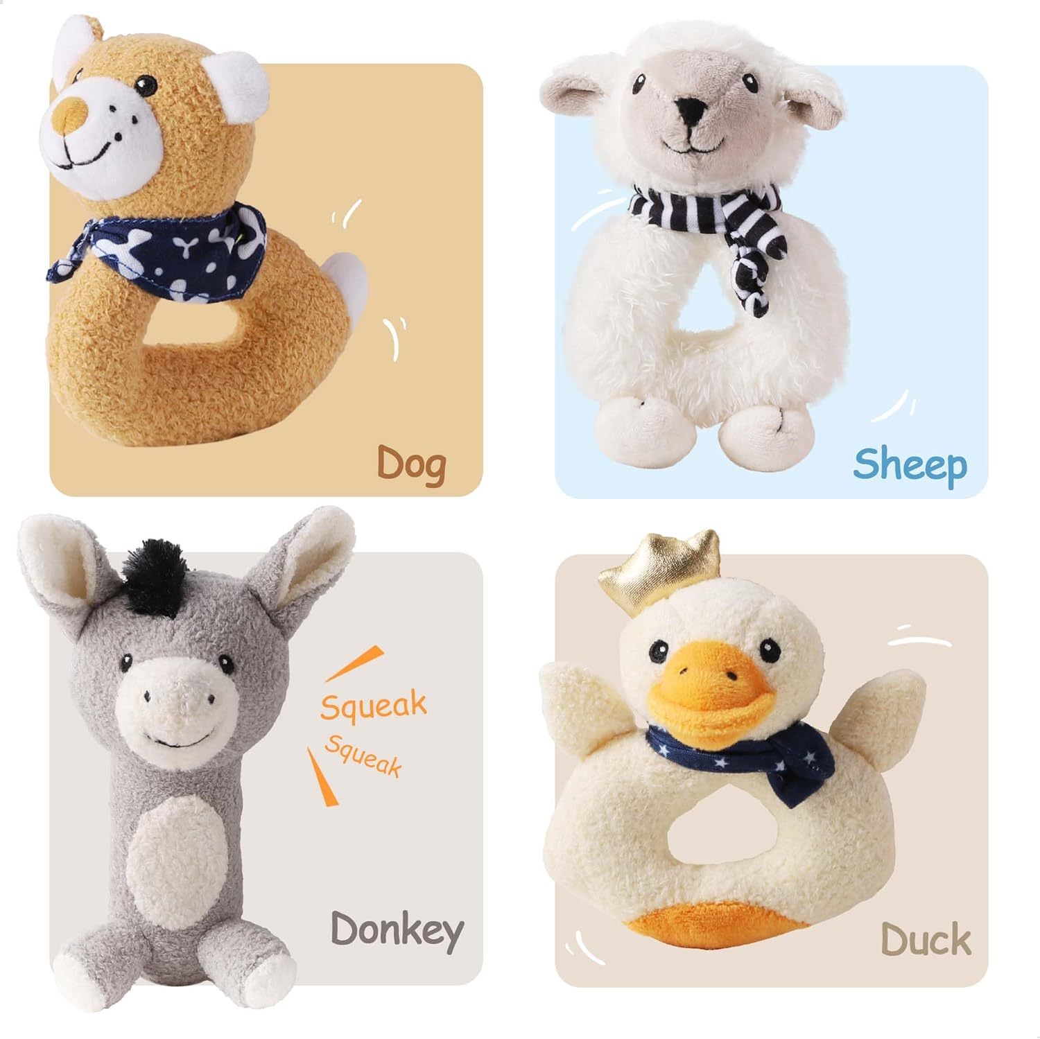Soft Barn Farm Stuffed Animal Set Infant Hand Sensory Development