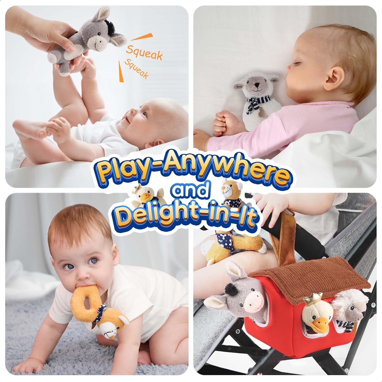 Soft Barn Farm Stuffed Animal Set Infant Hand Sensory Development