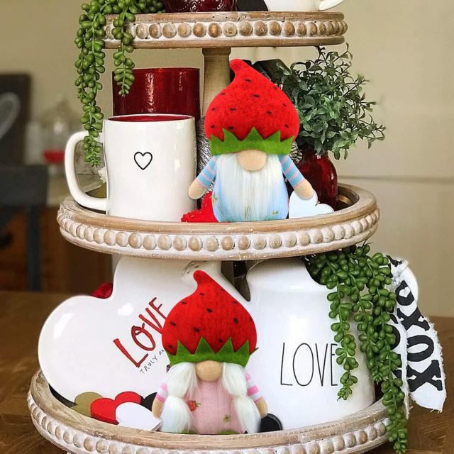 Spring Strawberry Flower Gnome Easter Long Legs Farmhouse Home Decor Ornaments Doll