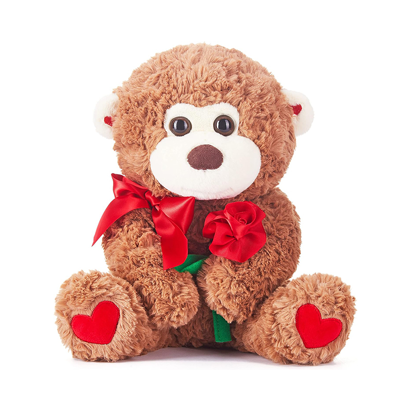 10.6" Soft Bear Stuffed Animal Love Monkey Plush Toy with Bow for Valentine Day