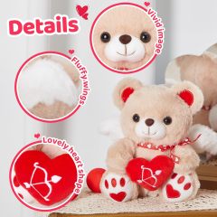 Pink Valentines Teddy Bear Stuffed Animal with Love Heart 8 Inches