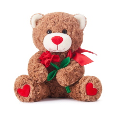 10.6" Soft Bear Stuffed Animal Love Monkey Plush Toy with Bow for Valentine Day