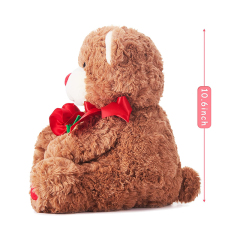 10.6" Soft Bear Stuffed Animal Love Monkey Plush Toy with Bow for Valentine Day