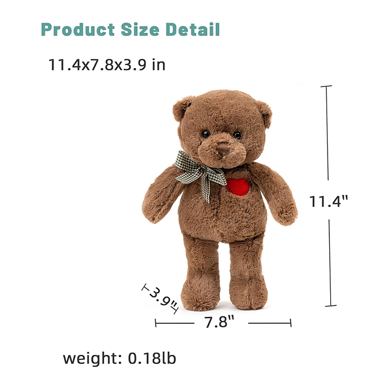 Soft Cute Brown Teddy Bear Stuffed Animals for Valentines Day