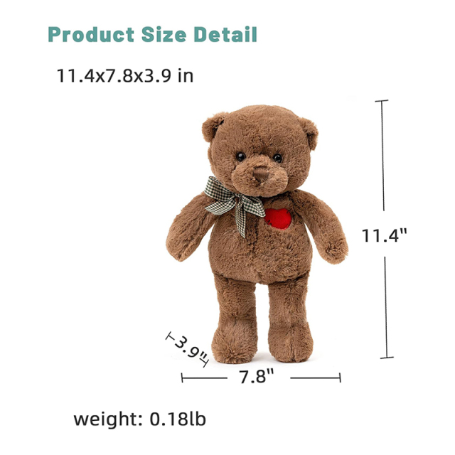 Soft Cute Brown Teddy Bear Stuffed Animals for Valentines Day
