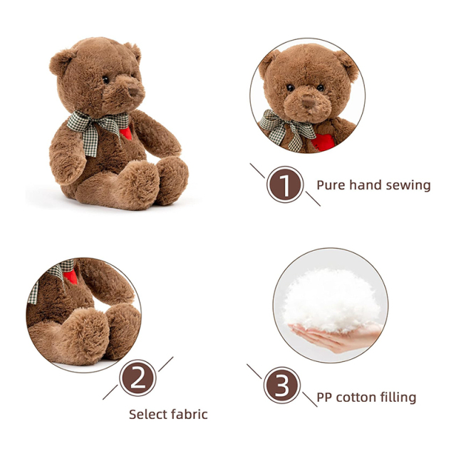 Soft Cute Brown Teddy Bear Stuffed Animals for Valentines Day